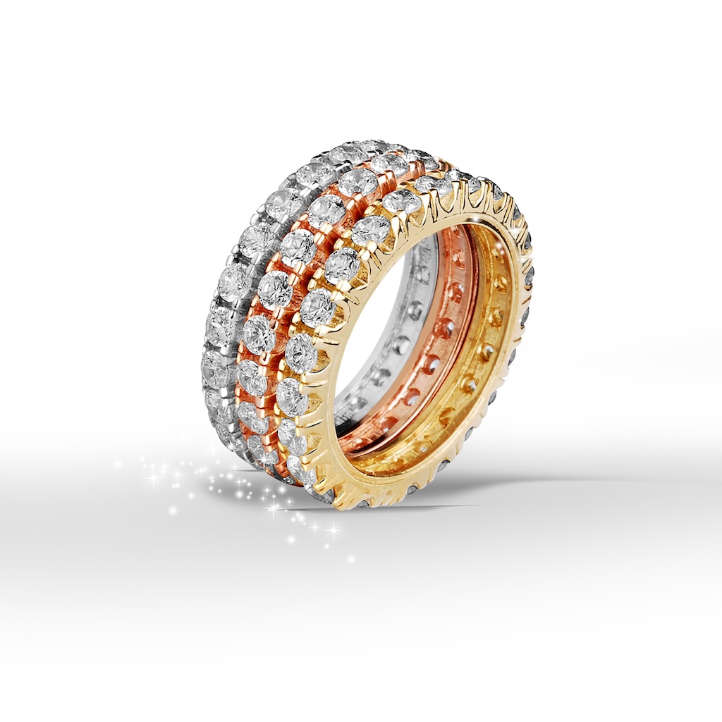 Alliance ring 0.24 karaat F VVS2 - 1mm diamanten volledig rond