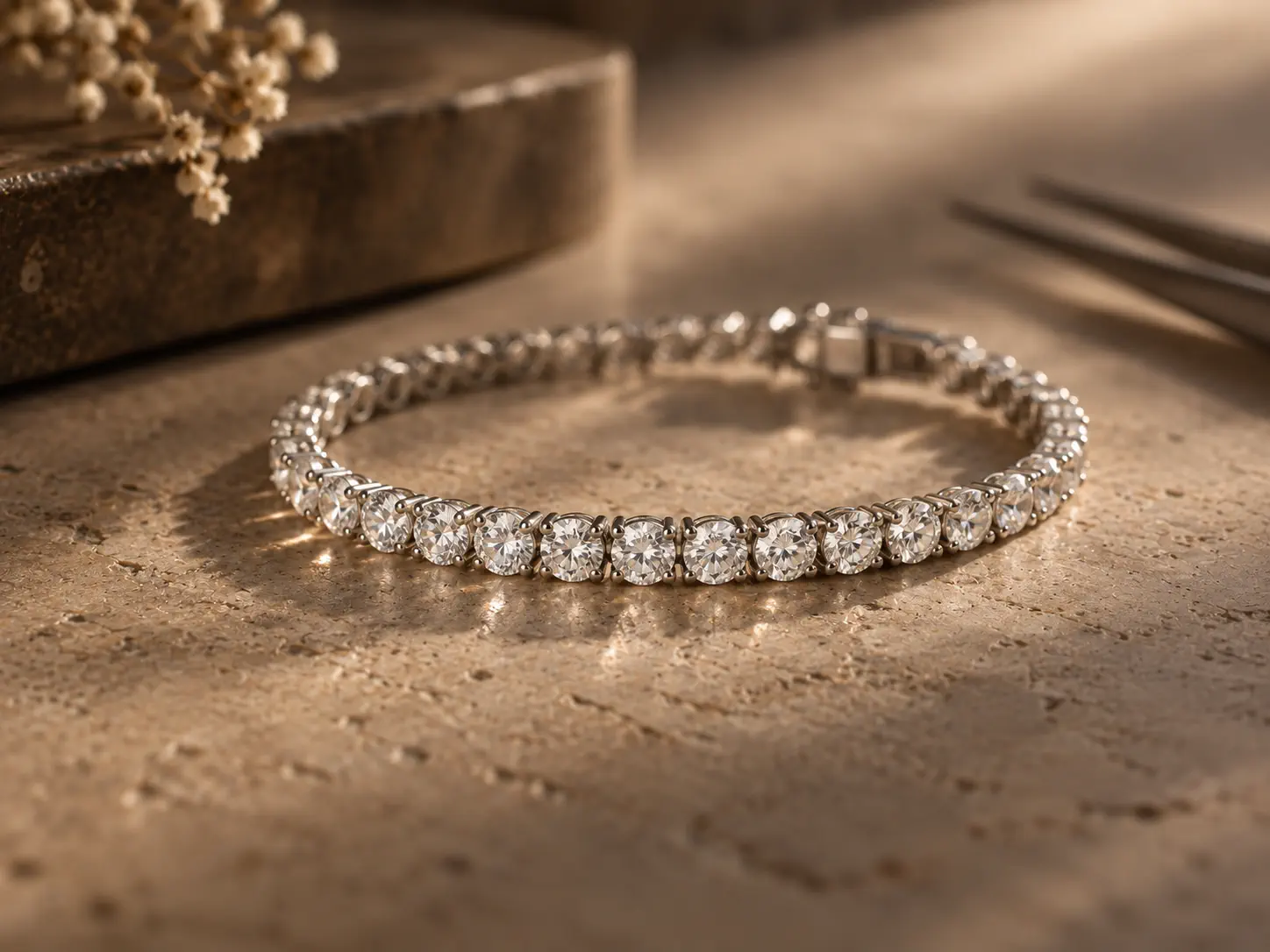 Een tennisarmband met natuurlijke diamanten