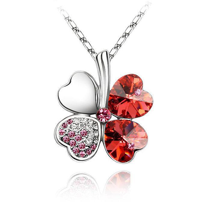 Ketting Clover Red - Swarovski Elements